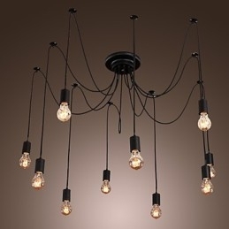 Lustre Vintage Design Lâmpadas Incluídas Living 10 Luzes Pendente Luz
