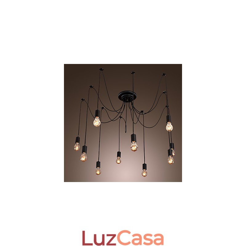 Lustre Vintage Design Lâmpadas Incluídas Living 10 Luzes Pendente Luz