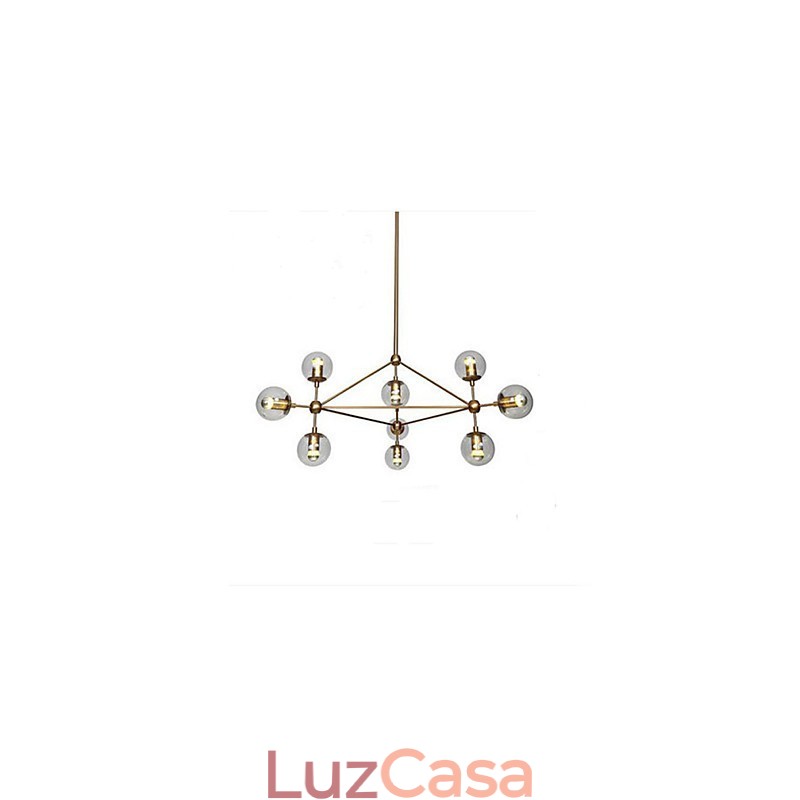 Lustre Golden Beans 10 Luzes com cúpula de vidro
