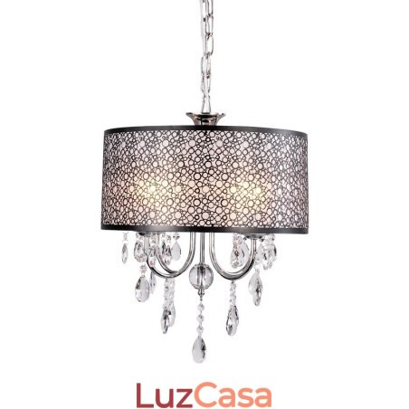 Lustre de cristal cromado clássico tradicional em metal Lustre de cristal cromado clássico tradicional em metal