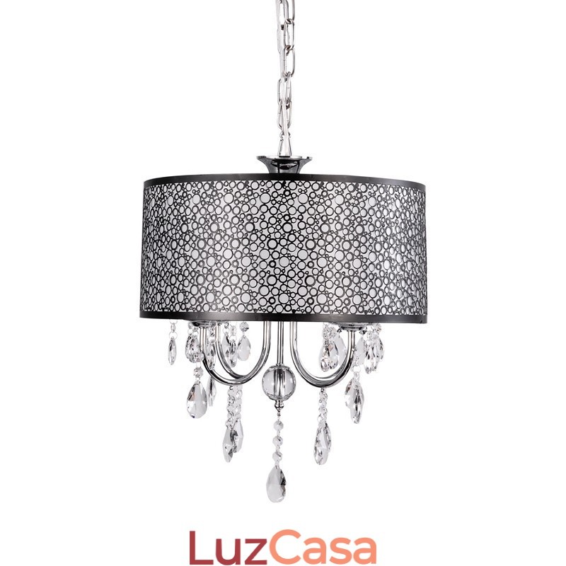 Lustre de cristal cromado clássico tradicional em metal