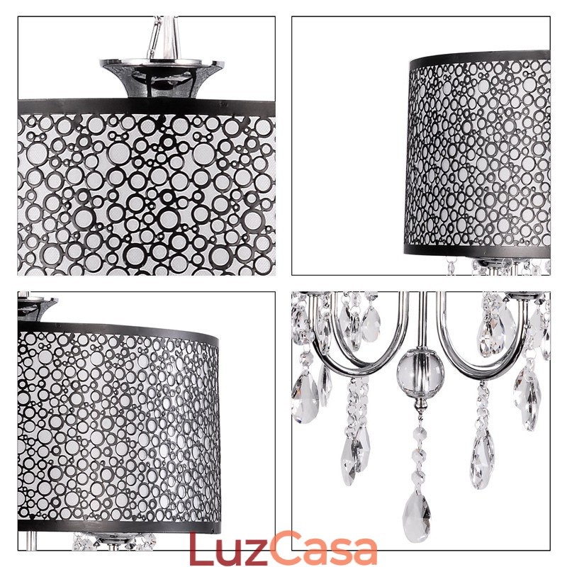 Lustre de cristal cromado clássico tradicional em metal