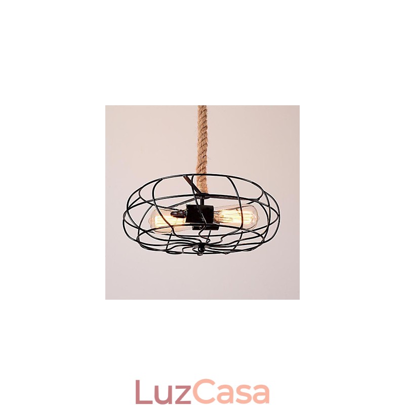 Lustre de ventilador industrial criativo de corda Lron americano vintage