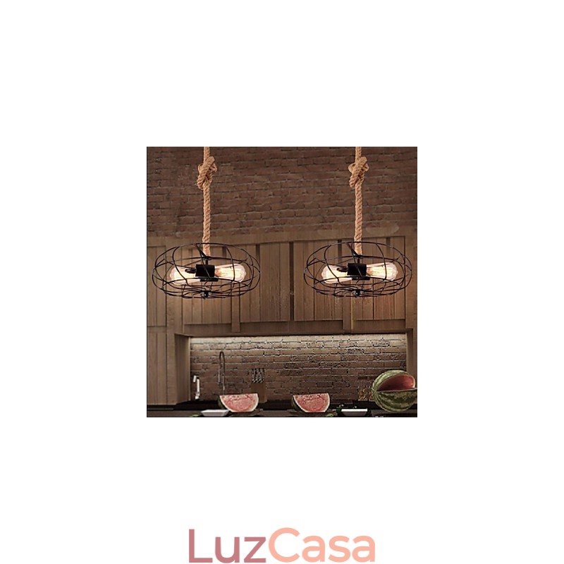 Lustre de ventilador industrial criativo de corda Lron americano vintage