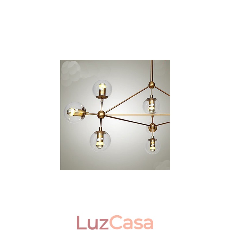 Lustre Golden Beans 10 Luzes com cúpula de vidro