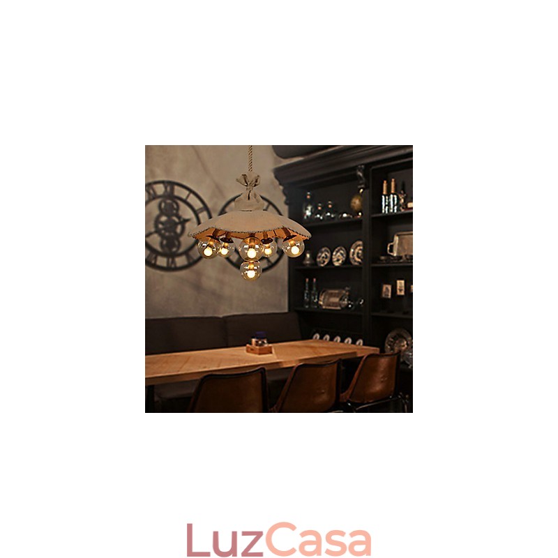 Candelabro de metal com pintura country, luminária pendente, quarto