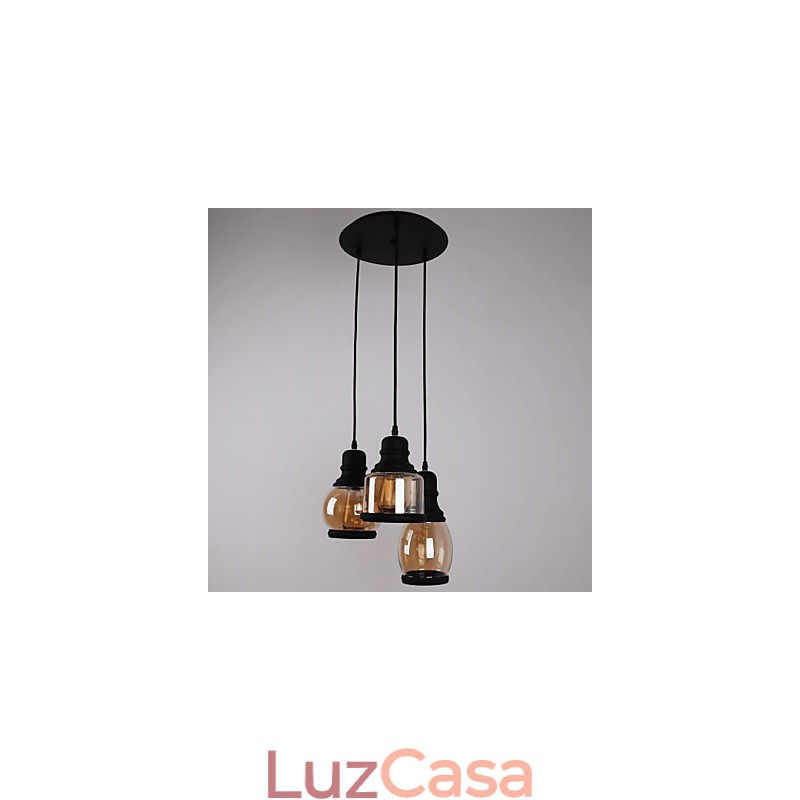 Abajur de vidro antigo 3 luzes pingente minimalista artístico