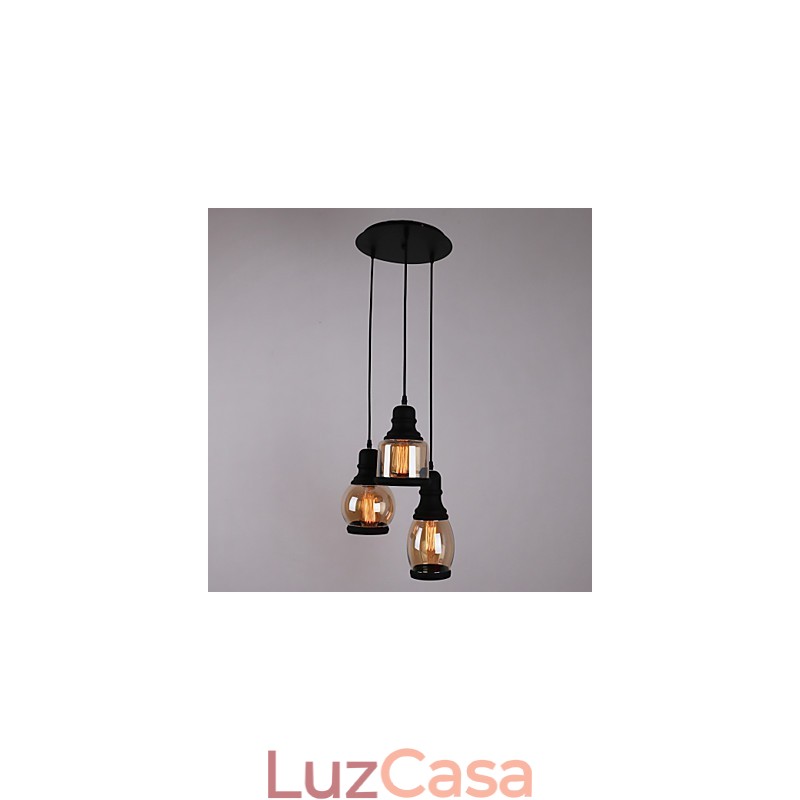Abajur de vidro antigo 3 luzes pingente minimalista artístico