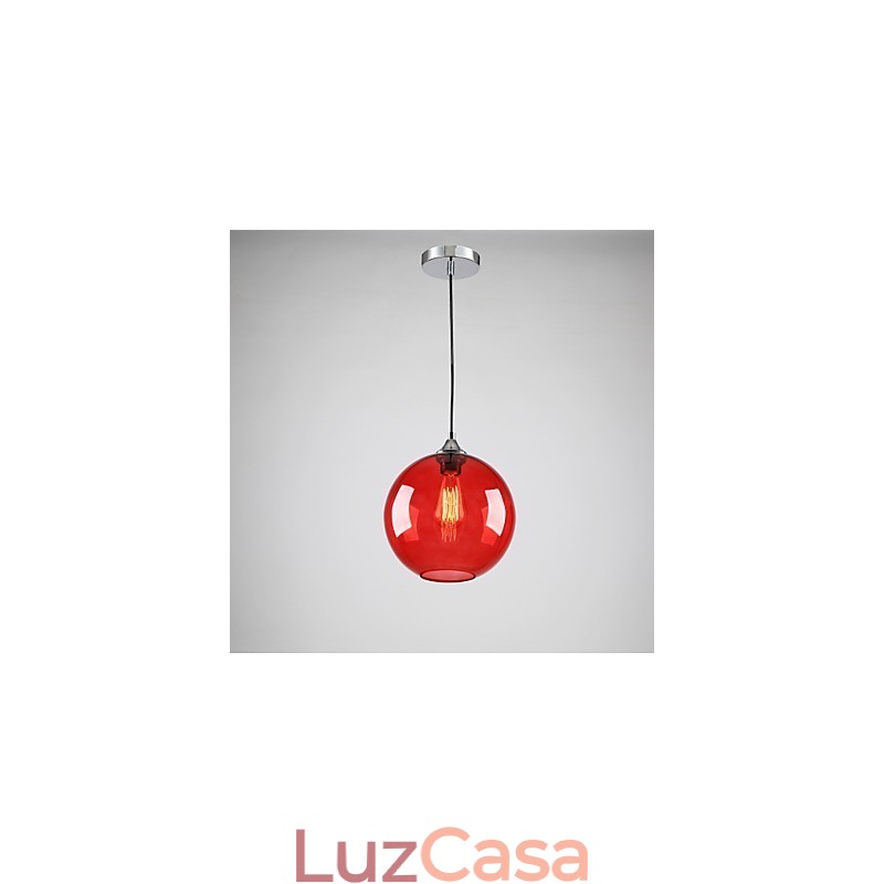Luminária pendente de vidro moderna com design de bolha vermelha redonda