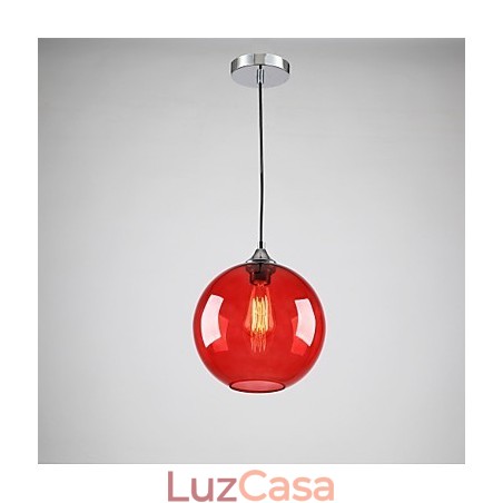 Luminária pendente de vidro moderna com design de bolha vermelha redonda