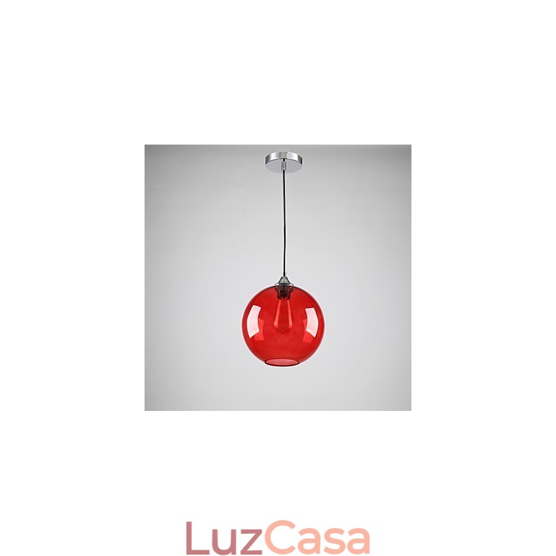 Luminária pendente de vidro moderna com design de bolha vermelha redonda