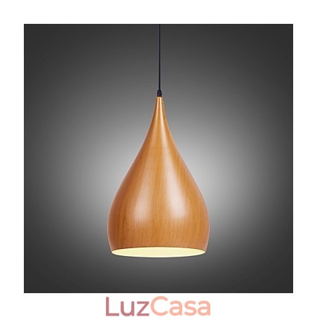 Luminária pendente retrô com grãos de madeira em metal para café