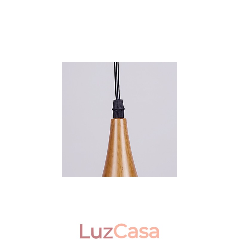 Luminária pendente retrô com grãos de madeira em metal para café