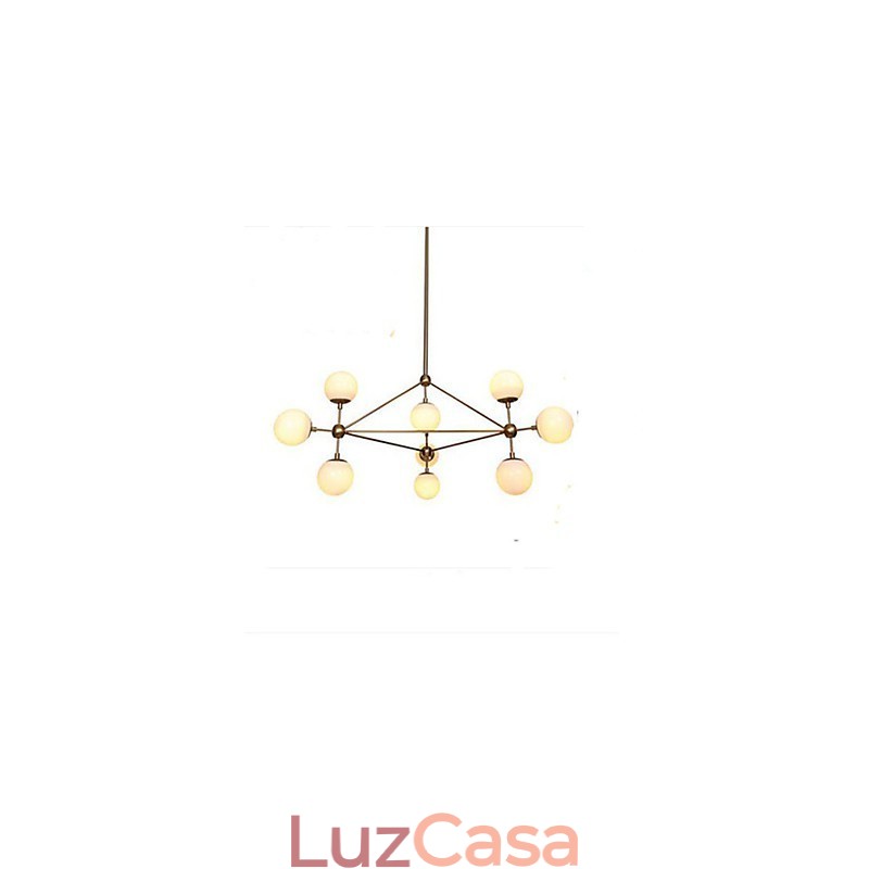 Lustre Golden Beans 10 Luzes com cúpula de vidro