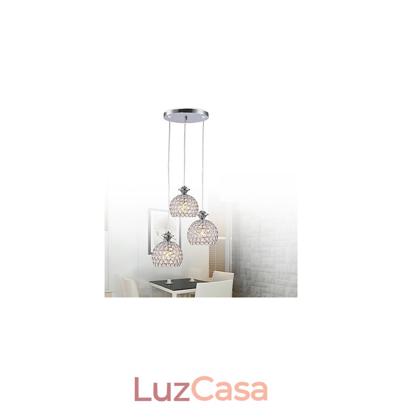 3 Cabeças Moderno Contemporâneo Cristal Pendente Luz