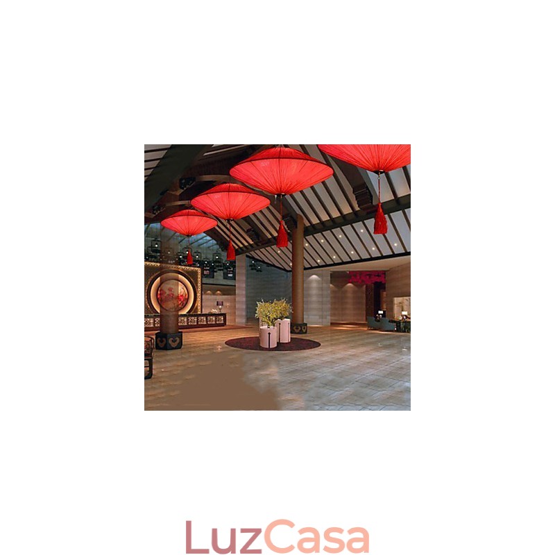 Folha de lótus moderna arte em tecido marinho droplight de lanternas vermelhas lâmpada luz