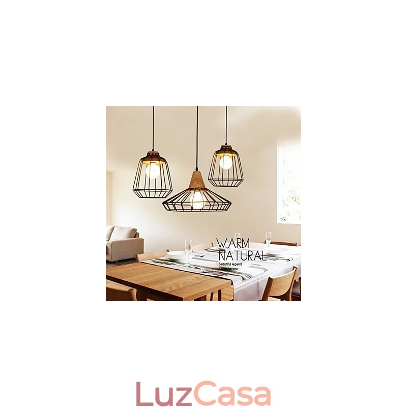 Lustre nórdico criativo de ferro forjado café retro net droplight