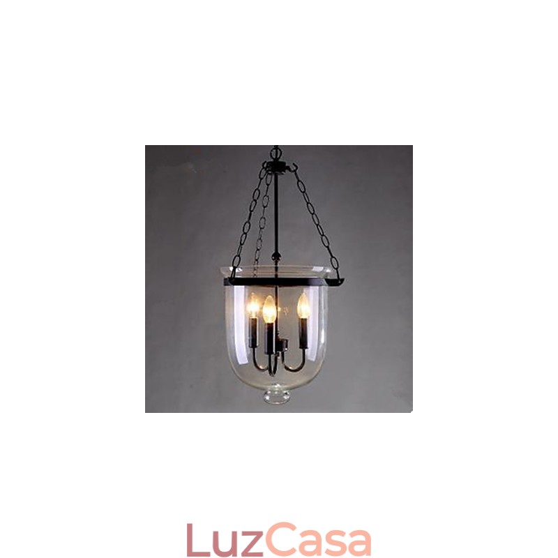 Luminária pendente circular de vidro country