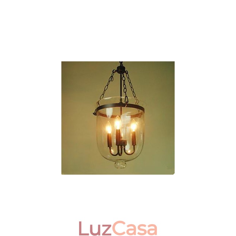Luminária pendente circular de vidro country