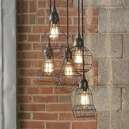 Lustre de metal estilo country mini com pintura