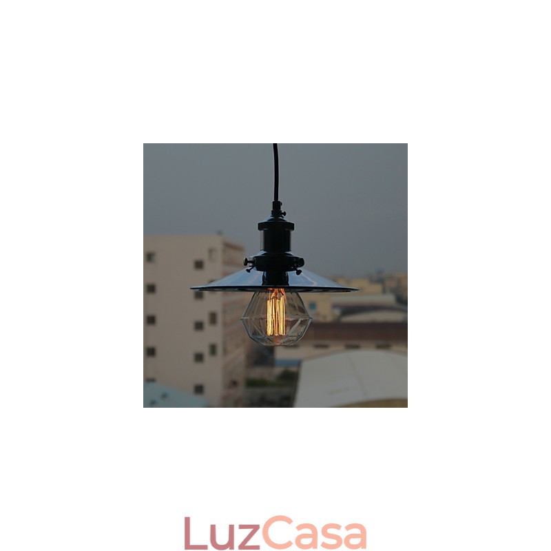 Luminária pendente de metal cromado country