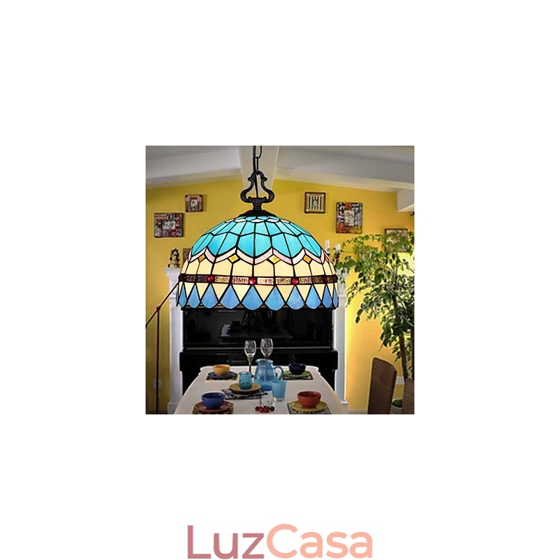 Lustre de vidro colorido de artes criativas rurais europeias que restauram formas antigas de luz de lâmpada