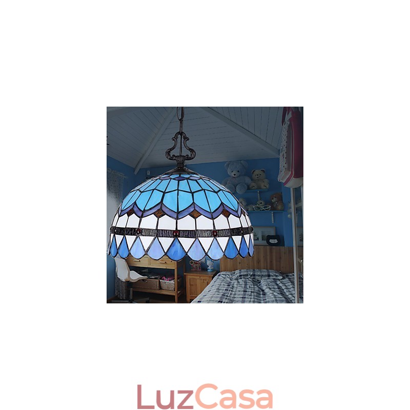 Lustre de vidro colorido de artes criativas rurais europeias que restauram formas antigas de luz de lâmpada