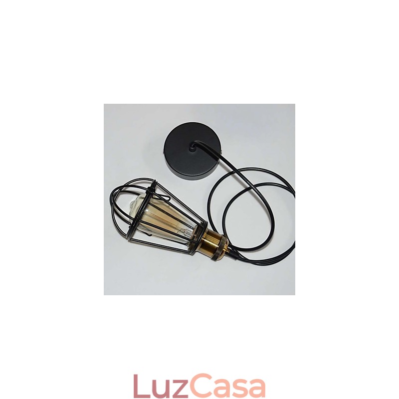 Luminária pendente vintage estilo loft, luminária Edison, abajur em gaiola de metal, ferro, estilo armazém, luminária