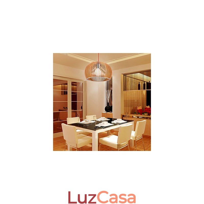 Estilo de design Circular Recurso L Pendente Luz 1 Luz Madeira