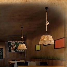 Loft Industrial Wind Creative Nordic Hemp Rope Refeições Lustre Lâmpada