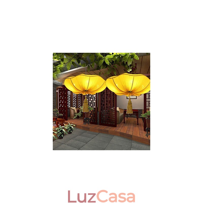 Arte em Tecido Imitação Romântica de Droplight Clássico Sudeste Asiático Lótus Lanterna Lâmpada Luz