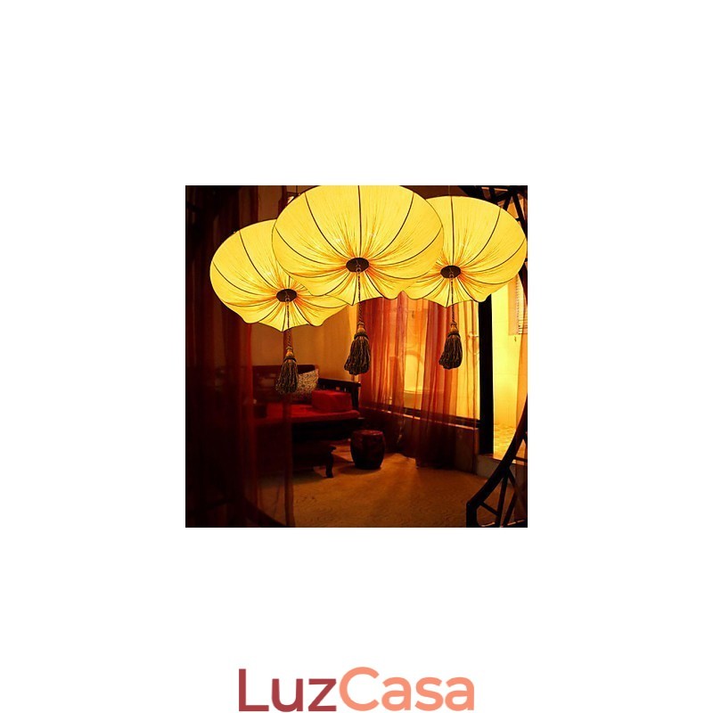 Criativo redondo grande lanterna vermelha folha de lótus festival de casamento pano arte lustre lâmpada luz