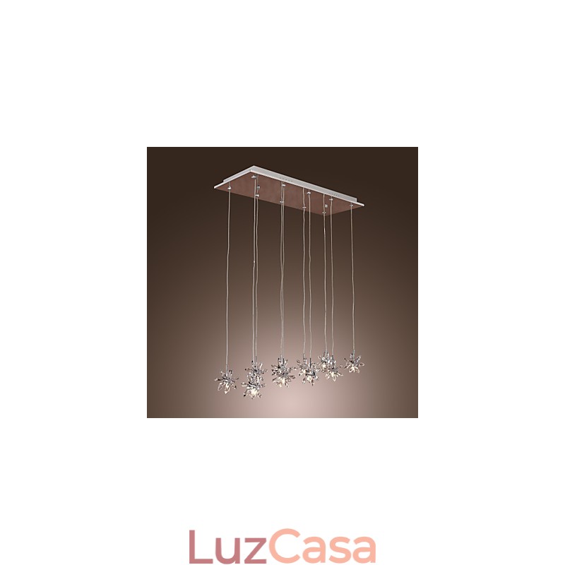 Luminária pendente moderna contemporânea de cristal cromado em metal