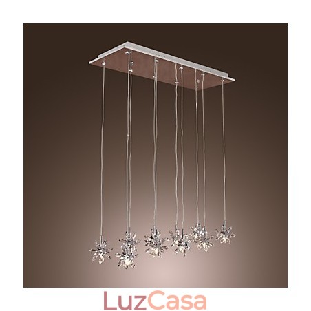 Luminária pendente moderna contemporânea de cristal cromado em metal Luminária pendente moderna contemporânea de cristal cromado em metal