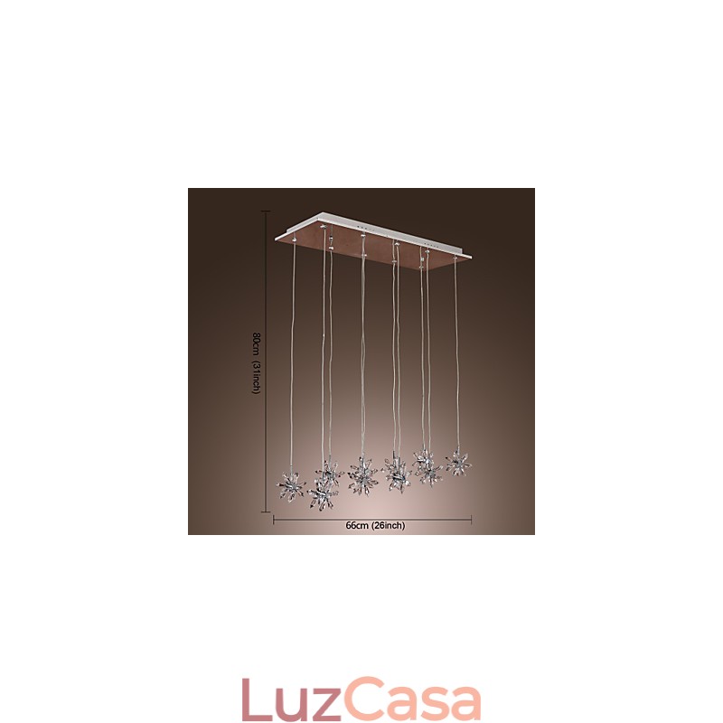 Luminária pendente moderna contemporânea de cristal cromado em metal