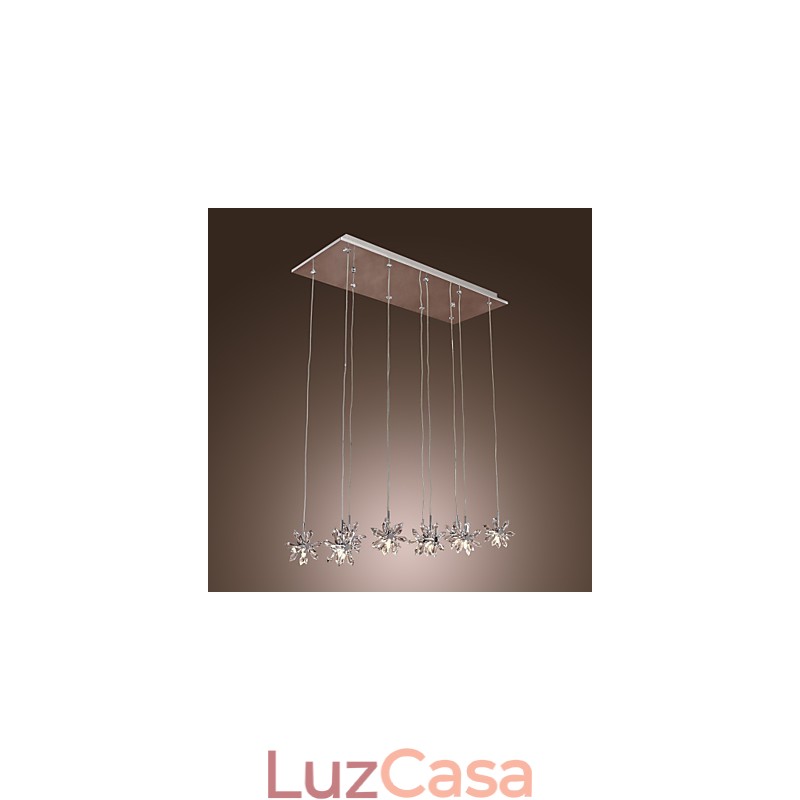 Luminária pendente moderna contemporânea de cristal cromado em metal