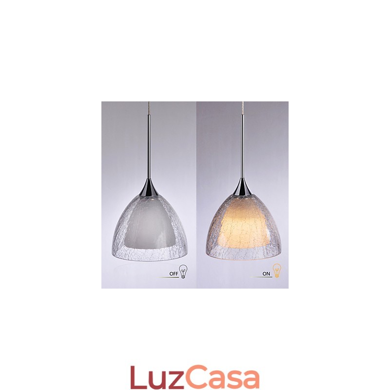 3 Luzes Duas Camadas Pendente Ilha Luz Vidro Crack Cromado Polido