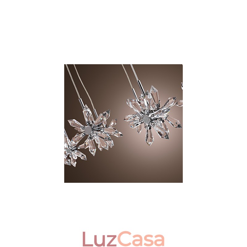 Luminária pendente moderna contemporânea de cristal cromado em metal