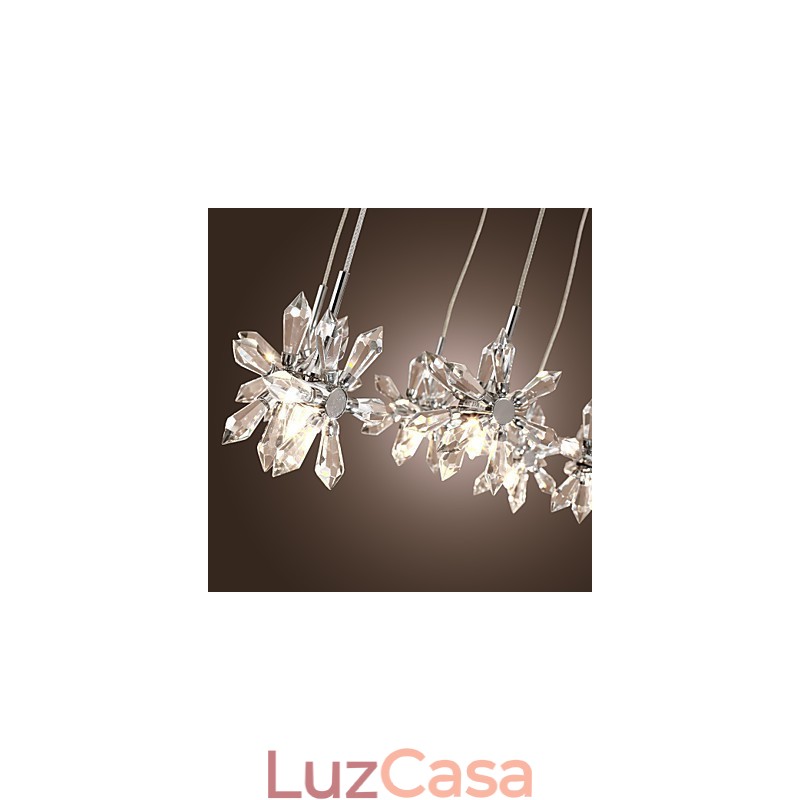Luminária pendente moderna contemporânea de cristal cromado em metal