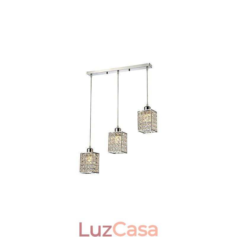 Luminária pendente moderna contemporânea de cristal galvanizado