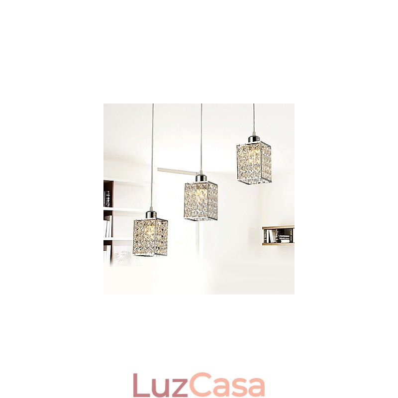 Luminária pendente moderna contemporânea de cristal galvanizado