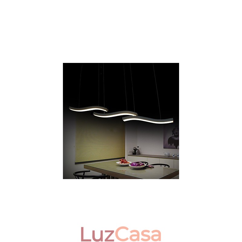 Luminária pendente de acrílico simples com design ondulado e moderno