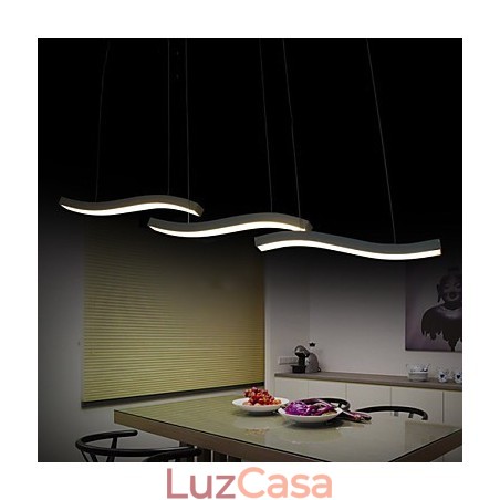 Luminária pendente de acrílico simples com design ondulado e moderno