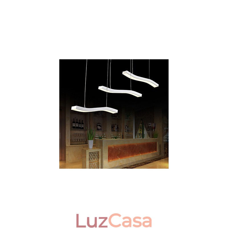 Luminária pendente de acrílico simples com design ondulado e moderno