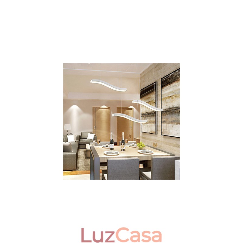 Luminária pendente de acrílico simples com design ondulado e moderno