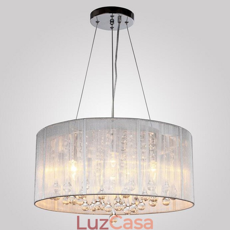 Lustre de cristal cromado clássico tradicional em metal