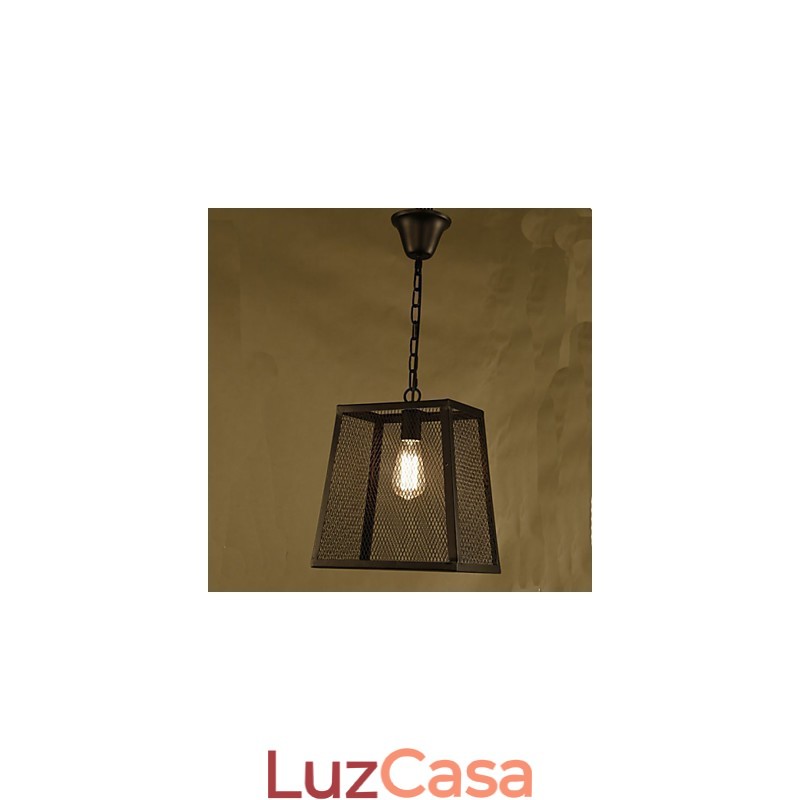 Um lustre de ferro forjado retrô industrial Wind Cafe com cobertura de rede