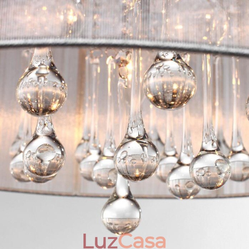 Lustre de cristal cromado clássico tradicional em metal