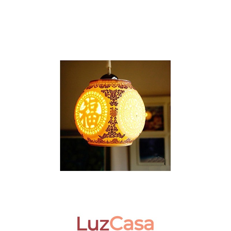 Lâmpada de cerâmica retrô lâmpada escada azul lustre de cabeça única criativo
