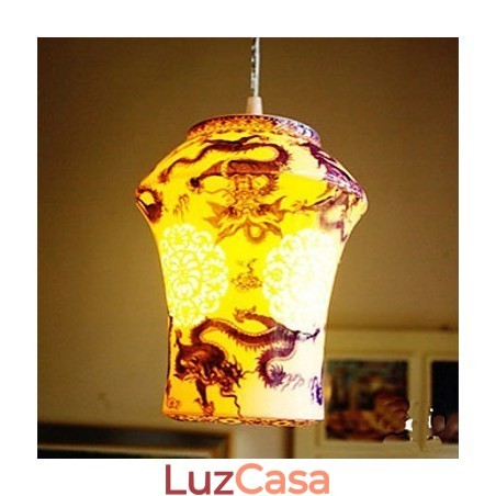 Lâmpada de cerâmica retrô lâmpada escada azul lustre de cabeça única criativo